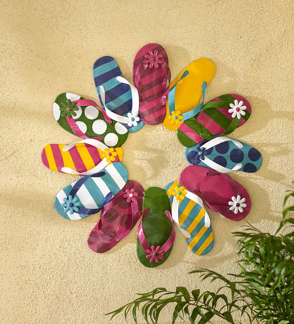 Boho Style Summer Flip-Flop Metal Wreath