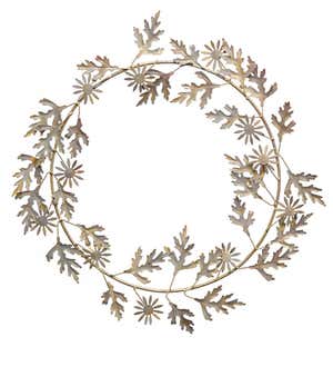 Metal Floral and Foliage Wreath with Antique Bronze Finish