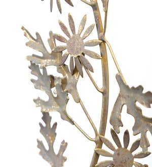 Metal Floral and Foliage Wreath with Antique Bronze Finish