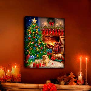 Personalized Illuminated Cozy Christmas Wall Art Canvas