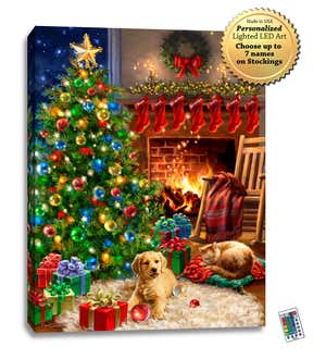 Personalized Illuminated Cozy Christmas Wall Art Canvas