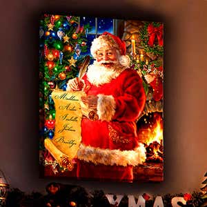 Personalized Illuminated Santa's List Wall Art Canvas