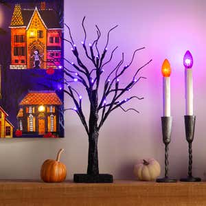 Tabletop Halloween Tree with Purple LED Lights