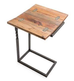 Deep Creek Rustic Pull-Up Table with Fold-Out Leaves in Wood and Metal
