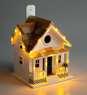 Paradise Palms Lighted Beach Cottage Birdhouse