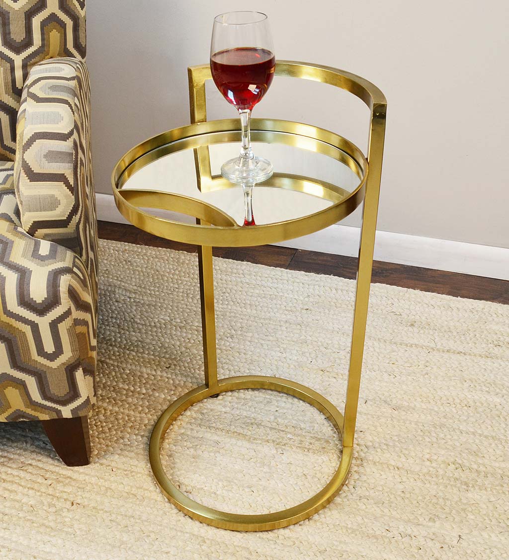 Round Mirror Topped Accent Table