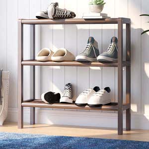 Farmhouse Three-Shelf Console Bookcase Storage Rack