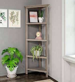 Farmhouse Four-Shelf Corner Bookcase