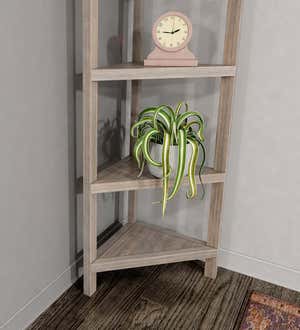 Farmhouse Four-Shelf Corner Bookcase