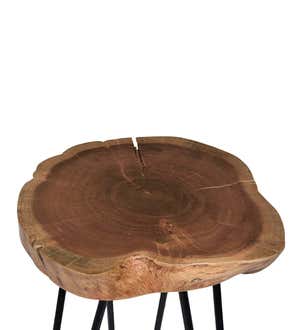 Live Edge Acacia Wood Accent Table with Hairpin Legs