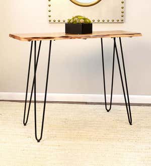 Live Edge Acacia Wood Console Table with Hairpin Legs