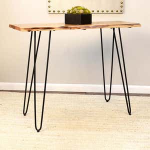 Live Edge Acacia Wood Console Table with Hairpin Legs