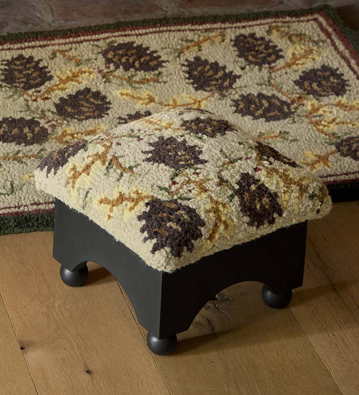 Upholstered Pine Cone Footstool