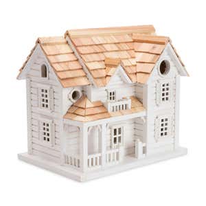 Kingsgate Cottage Lighted Birdhouse and Pedestal Pole Set