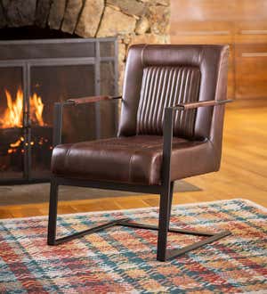 Wayne Leather and Steel Accent Chair - Dark Sienna