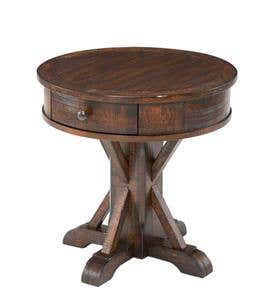 Gettysburg Round Pedestal Side Table in Oak Finish