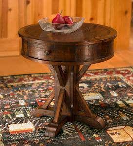 Gettysburg Round Pedestal Side Table in Oak Finish