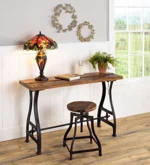 Allegheny Reclaimed Wood Adjustable Stool With Metal Base