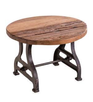 Birmingham Round End Table in Reclaimed Wood and Metal