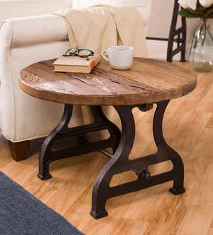 Birmingham Round End Table in Reclaimed Wood and Metal