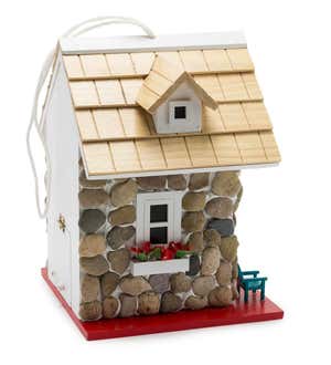 Stone Cottage Birdhouse and Bird Feeder Set