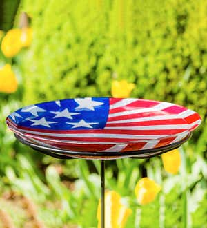 Americana Glass Flag Birdbath Basin