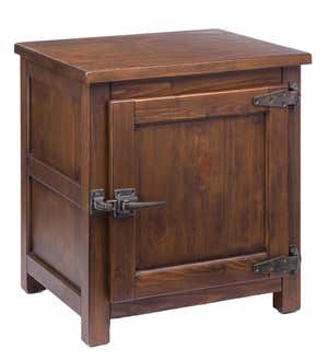 Portland Ice Box Wood Storage Side Table with Replica Hardware