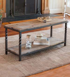 Deep Creek Bench/Table with Metal Frame and Rustic Wood