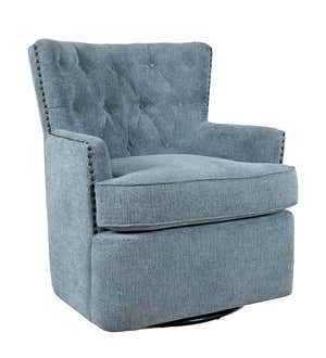 Beverly Tufted Swivel Accent Chair with Nailhead Trim