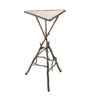 Indoor/Outdoor Crater Lake Tripod Cocktail Table with Marble Top