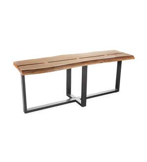 Denver Live-Edge Wood Bench with Metal Base