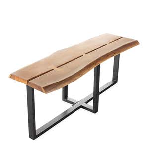 Denver Live-Edge Wood Bench with Metal Base