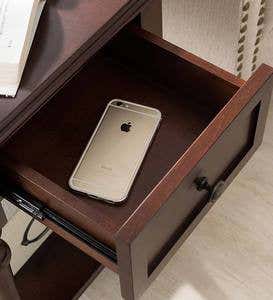 Camden Side Table with Charging Station – Dark Cherry