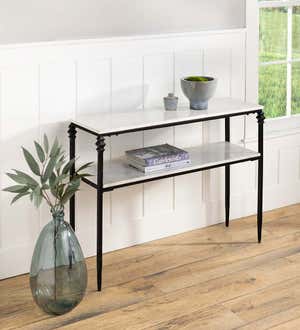 Indoor/Outdoor Nottoway White Marble Console Table