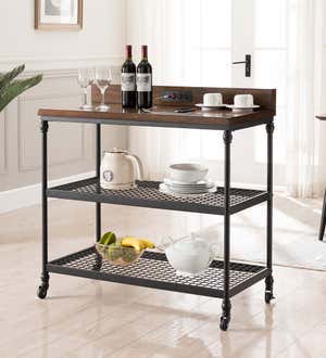 Covington Wheeled Kitchen Cart with Power Outlets and USB Charging Ports