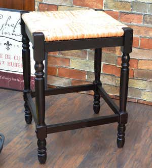 24"-High Counter Stool with Handwoven Rush Seat