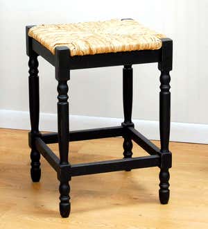 24"-High Counter Stool with Handwoven Rush Seat