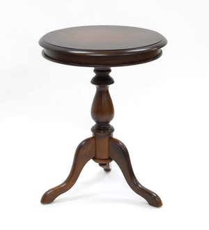 Pedestal-Based Wooden Accent Table