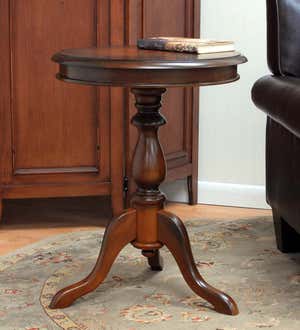 Pedestal-Based Wooden Accent Table