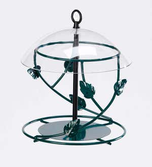Acrylic-Topped Hanging Seed-Cylinder-Style Bird Feeder