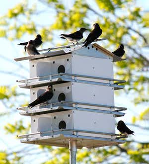 Fully-Assembled 12-Room Purple Martin Birdhouse and Pole Set