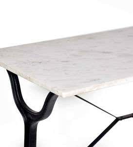 30"-High Marble-Top Cast Iron Console Table