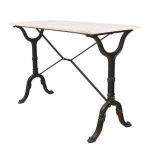 30"-High Marble-Top Cast Iron Console Table - White