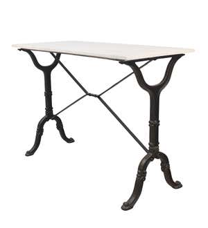 30"-High Marble-Top Cast Iron Console Table