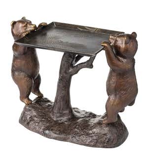 Recycled Cast Aluminum Bear Cub Accent Table