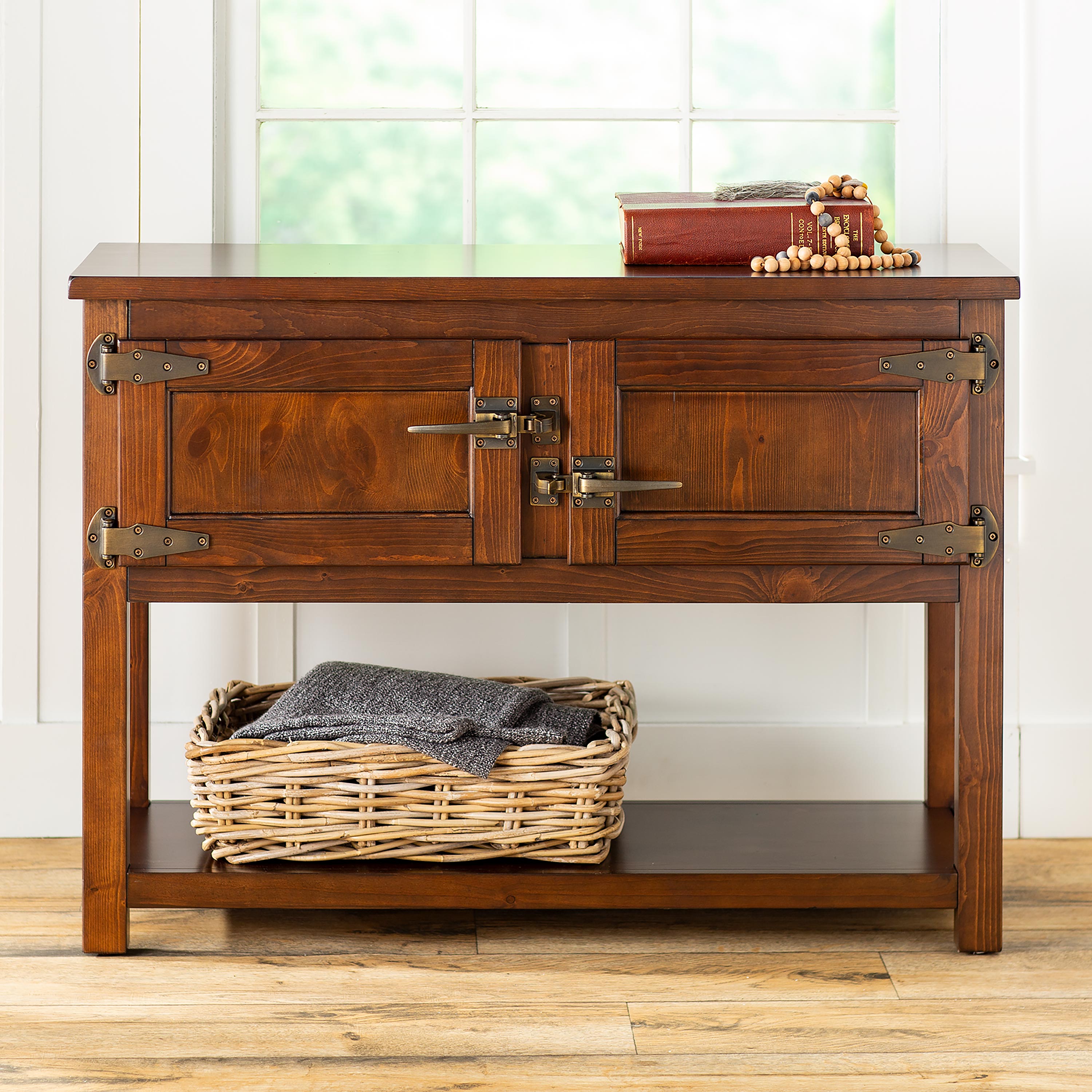 Portland Ice Box Storage Console Table with Replica Hardware