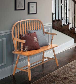 Handcrafted Wood Windsor-Style Bench