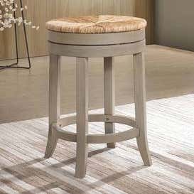 24" Round Rush Seat Swivel Counter Stool