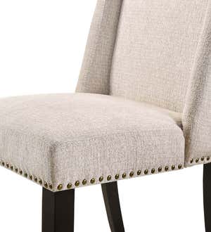 Upholstered Chair-Style 24" Counter Stools, Set of 2 - Fawn Gray/Espresso