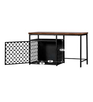 Bosco Wood and Metal Desk with Integrated Pet Crate